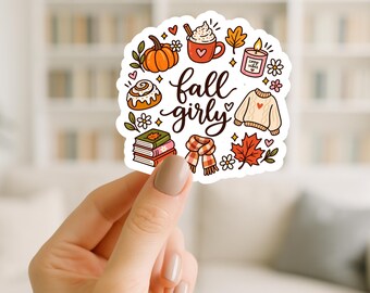 Fall Girly Sticker, Cozy Autumn, Cute Fall Vinyl Decal, Fall Gift, Waterproof, Water bottle stickers,  Journaling Stickers, Kindle Sticker