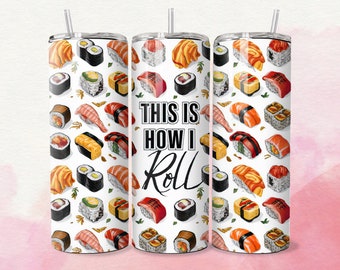 Sushi Cup Gift for Sushi Lover 20oz Tumbler Sushi Tumbler with plastic lid and straw cute sushi birthday gift, sushi items, sushi gifts