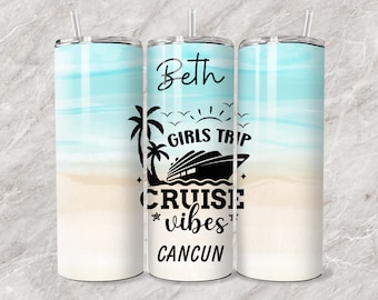 Group vacation tumblers, tumblers with name, Personalized Birthday trip cups, Girls vacation trip cups, Matching tumblers