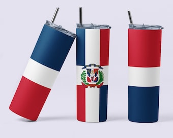 Dominican Republic Flag 20oz Tumbler, DR Gift,  travel mug, Caribbean gift, birthday, stainless steel cup, vacation, Labor Day
