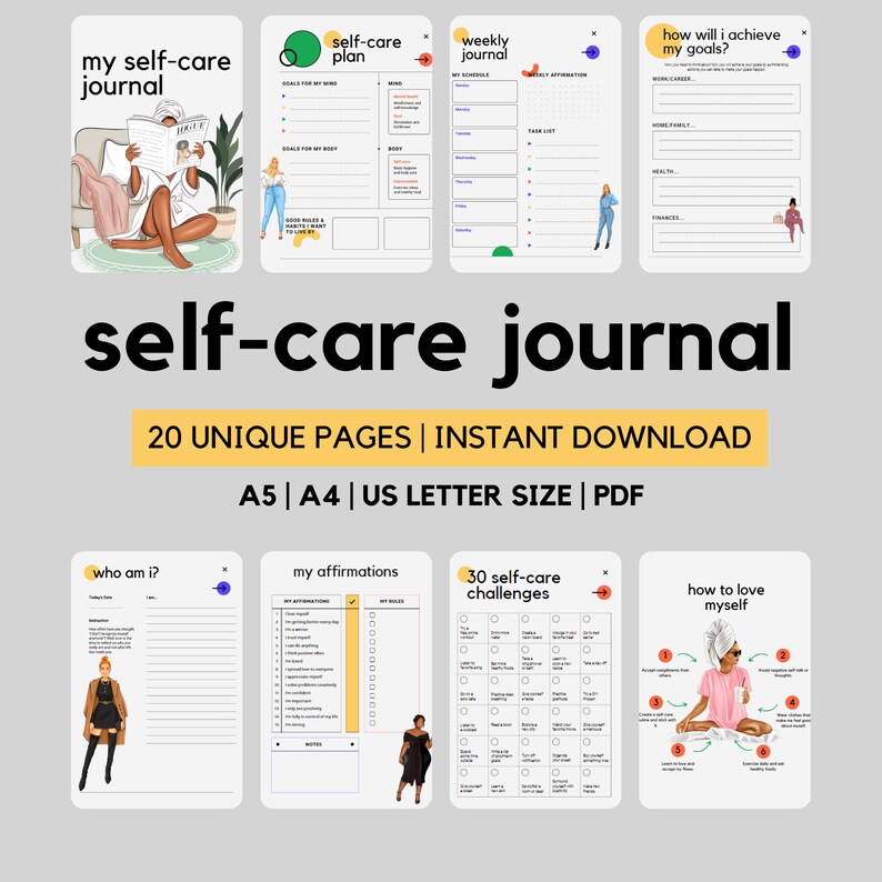 Self Care Printable Journal | Self Love Journal | Mental Health ...