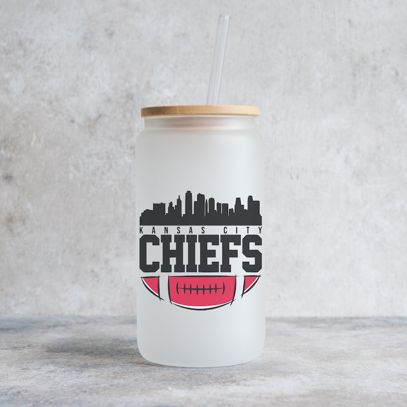 Kansas City Chiefs Beer Can Glass, 16 Oz Coffee Glass, Gifts for Him