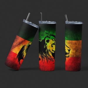 Rasta Lion 20oz Tumbler, Gift for jamaican friend, Ethiopia, Rasta, Reggae Lover,  Gift for him, mug, birthday gift, stainless steel cup