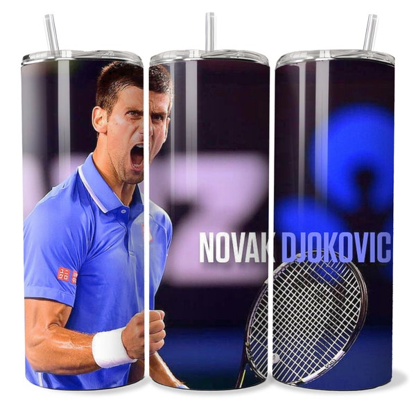 Novak Djokovic 20oz Tumbler, Gift for tennis fan, gift for him, gift for son, mug, djokovic stainless steel cup, gift for dad