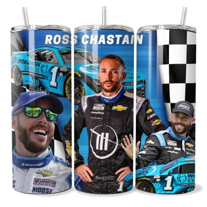 Ross Chastain 20oz Tumbler Nascar fan Larson Gift for dad  Nascar Racing gift for him car mug, birthday gift, stainless steel cup, sports