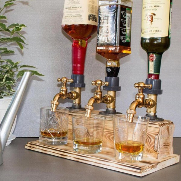 Party Liquor Alcohol Whiskey Wood Dispenser Faucet Shape For Party Dinners wooden drinker water dispenser faucet Accessorie