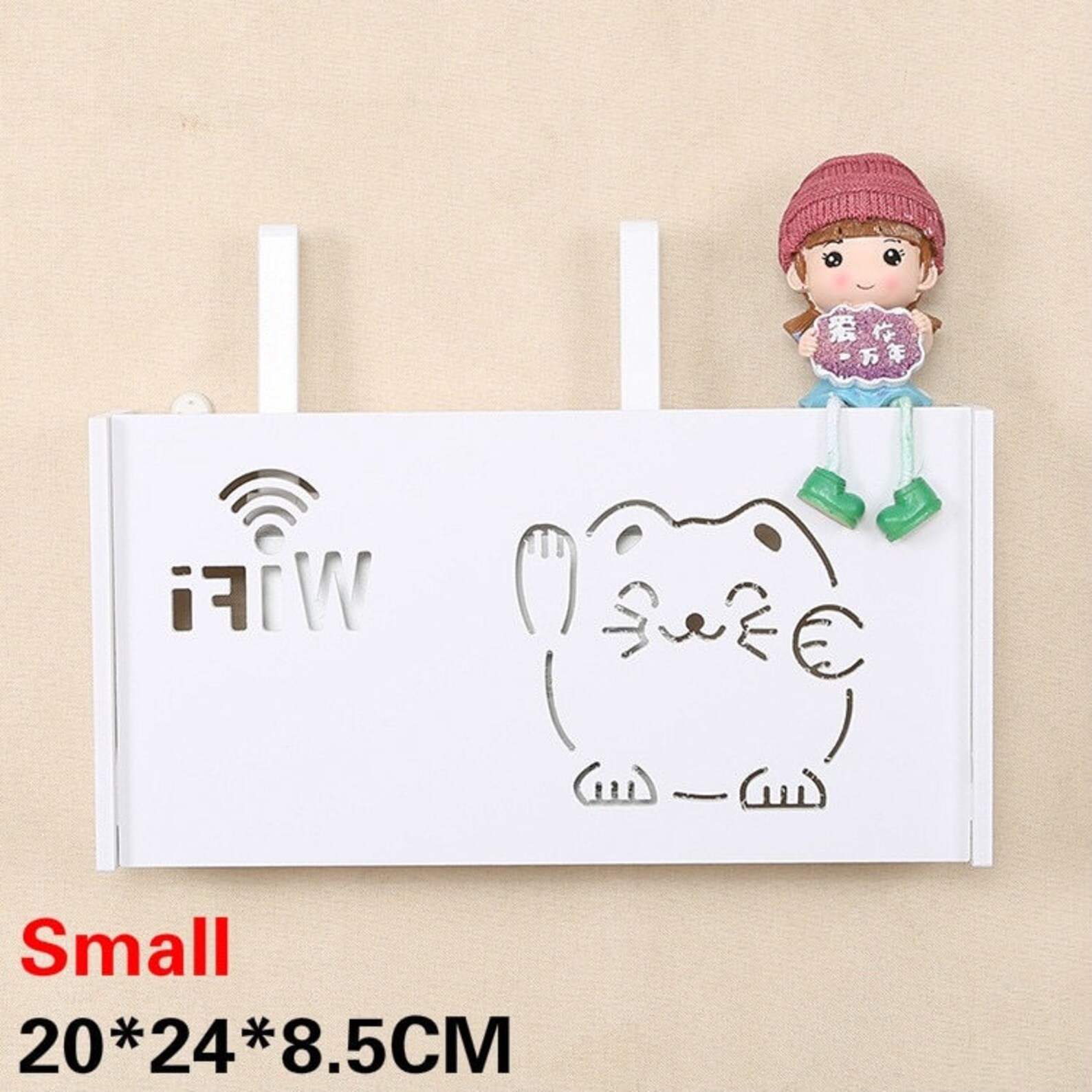 Office Wallmounted Wood Wireless Wifi Router Storage Box Shelf Wall