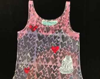 Hand dyed and block printed tank