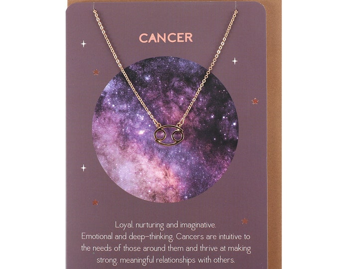 Gold Cancer Zodiac Sign Necklace, Perfect birthday gift for her, Dainty pendant, Astrogology Sign jewellery, present for sister or bff gift