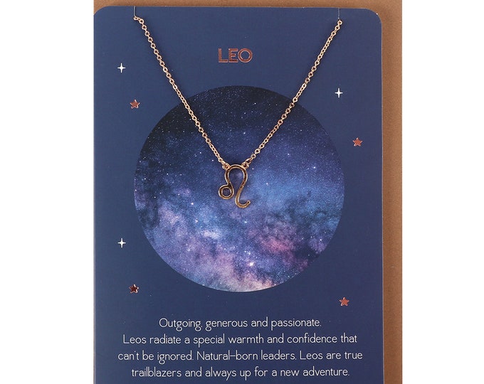 Collier or signe du zodiaque Leo, saison du Lion, collier de signe d'astrologie, collier délicat de signe du zodiaque, cadeau d'anniversaire parfait pour elle, cadeau d'ami,