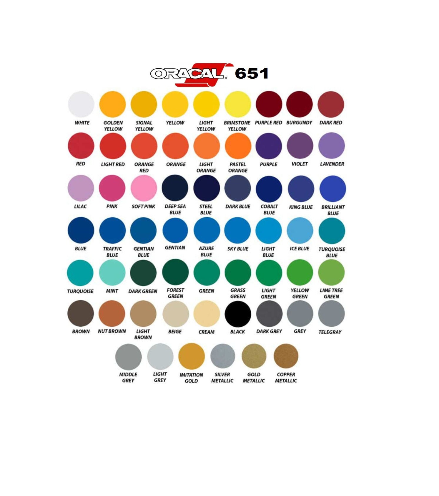 Editable Oracal 651 Vinyl Color Chart, Canva Template for Cricut silhouette  Business, Downloadable, Printable