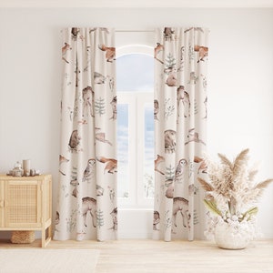 forest animals, nursery curtains, boho curtains, bedroom curtains, living room curtains, custom curtains,