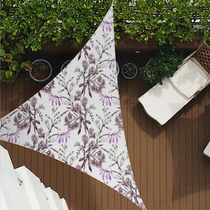 Blooming Purple Flowers Z360 | Sun Shade Sail,  Triangular Shade Sail, Sun protection, Summer Items, Garden Decoration, Balcony, Camping