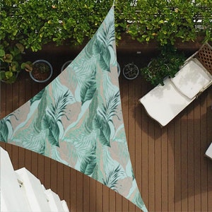 Bright Green Pastel Leaves Z228 | Sun Shade Sail,  Triangular Shade Sail, Sun protection, Summer Items, Garden Decoration, Balcony, Camping