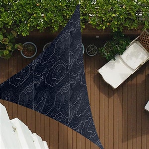 Schwarze Topographische Karte Z241 | Sonnensegel, Dreieckiges Sonnensegel, Sonnenschutz, Sommerartikel, Gartendekoration, Balkon, Camping