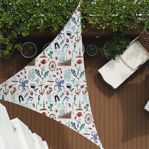 Tema Náutico Z95 | Vela de sombra solar, vela de sombra triangular, proteção solar, itens de verão, decoração de jardim, varanda, acampamento
