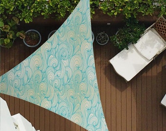 Blue Swirls Z312 | Sun Shade Sail,  Triangular Shade Sail, Sun protection, Summer Items, Garden Decoration, Balcony, Camping