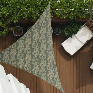 Paisley Green Flowers Z409 | Sun Shade Sail,  Triangular Shade Sail, Sun protection, Summer Items, Garden Decoration, Balcony, Camping