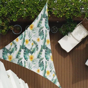 Hawaii Flowers Z191 | Sun Shade Sail,  Triangular Shade Sail, Sun protection, Summer Items, Garden Decoration, Balcony, Camping