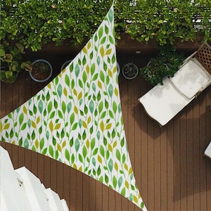 Green and Light Leaves Z92 | Sun Shade Sail,  Triangular Shade Sail, Sun protection, Summer Items, Garden Decoration, Balcony, Camping