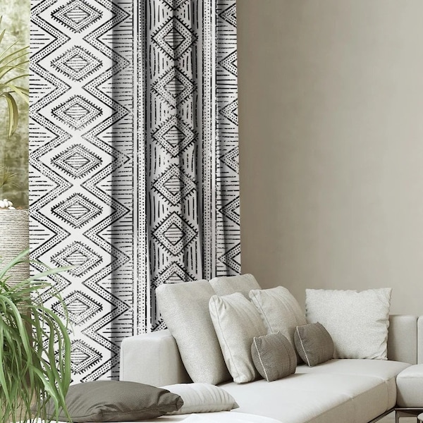 Ethnic Pattern Curtain C279 | Geometric Curtain, Decorative Curtains, Opaque Curtains, Blackout Curtains Curtain Panels