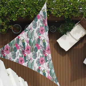 Cactus with Flower Z28 | Sun Shade Sail,  Triangular Shade Sail, Sun protection, Summer Items, Garden Decoration, Balcony, Camping