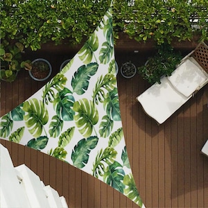 Bright Green Giant Leaves Z225 | Sun Shade Sail,  Triangular Shade Sail, Sun protection, Summer Items, Garden Decoration, Balcony, Camping