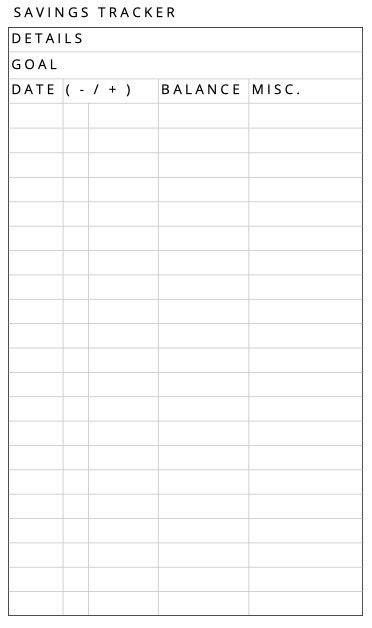 Printable Pocket Insert - Savings Tracker - Etsy