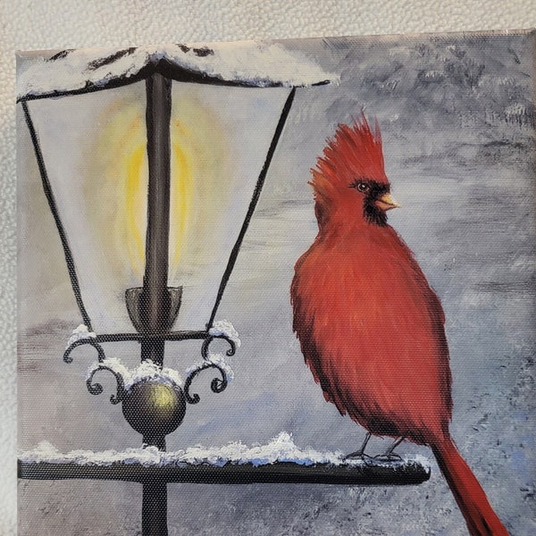 Cardinal on Lamp Post Painting Etsy
