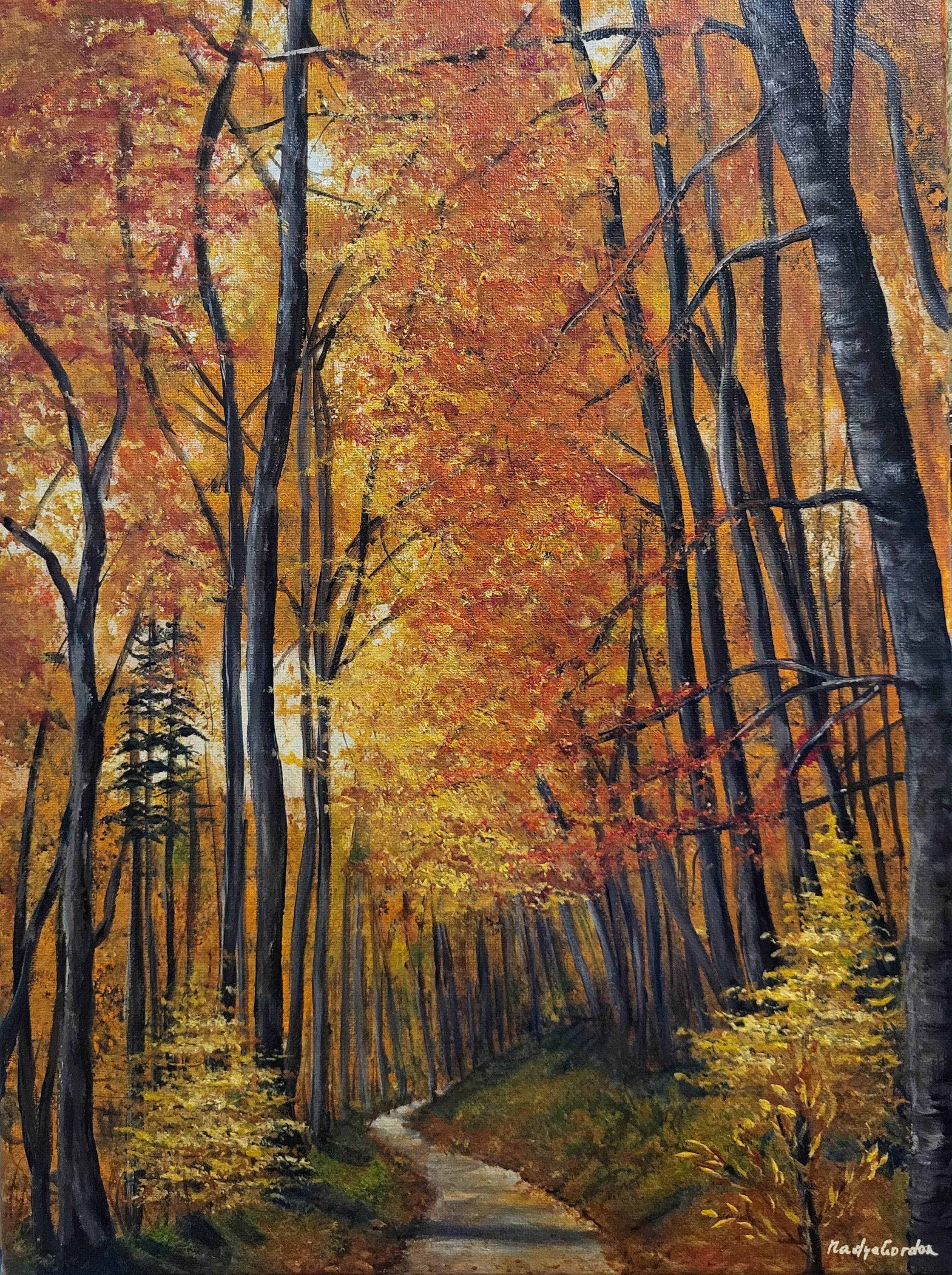 Rustic Woodland Path in Fall – Autumn Forest Landscape Wall Decor ...