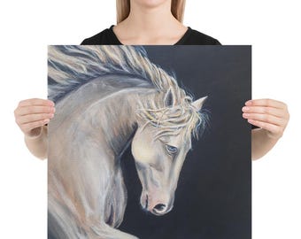 ホワイトホースのジクレーアートプリント – 限定版動物画 - Etsy 日本