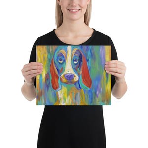Hound Dog Pop Art Print of Painting Vibrant Colorful Giclee