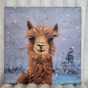 Lama Canvas Print of Original Painting by Nadya Gordon - Wall Art Gift Alpaca
