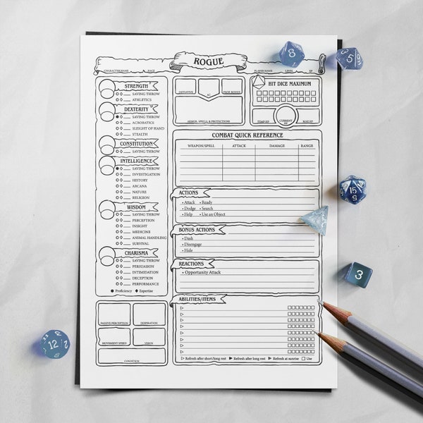 Rogue Character Sheet - D&D 5e