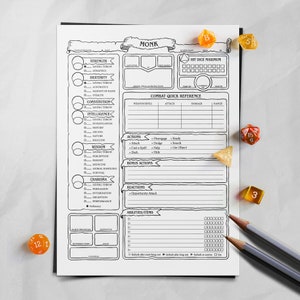 Ficha de Personagem Monge - D&D 5e