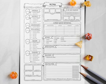 Mönch Charakterbogen - D&D 5e