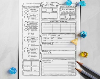 Cleric Character Sheet - D&D 5e