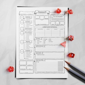 Ficha de personagem bárbaro - D&D 5e