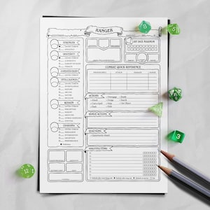 Ranger Character Sheet - D&D 5e