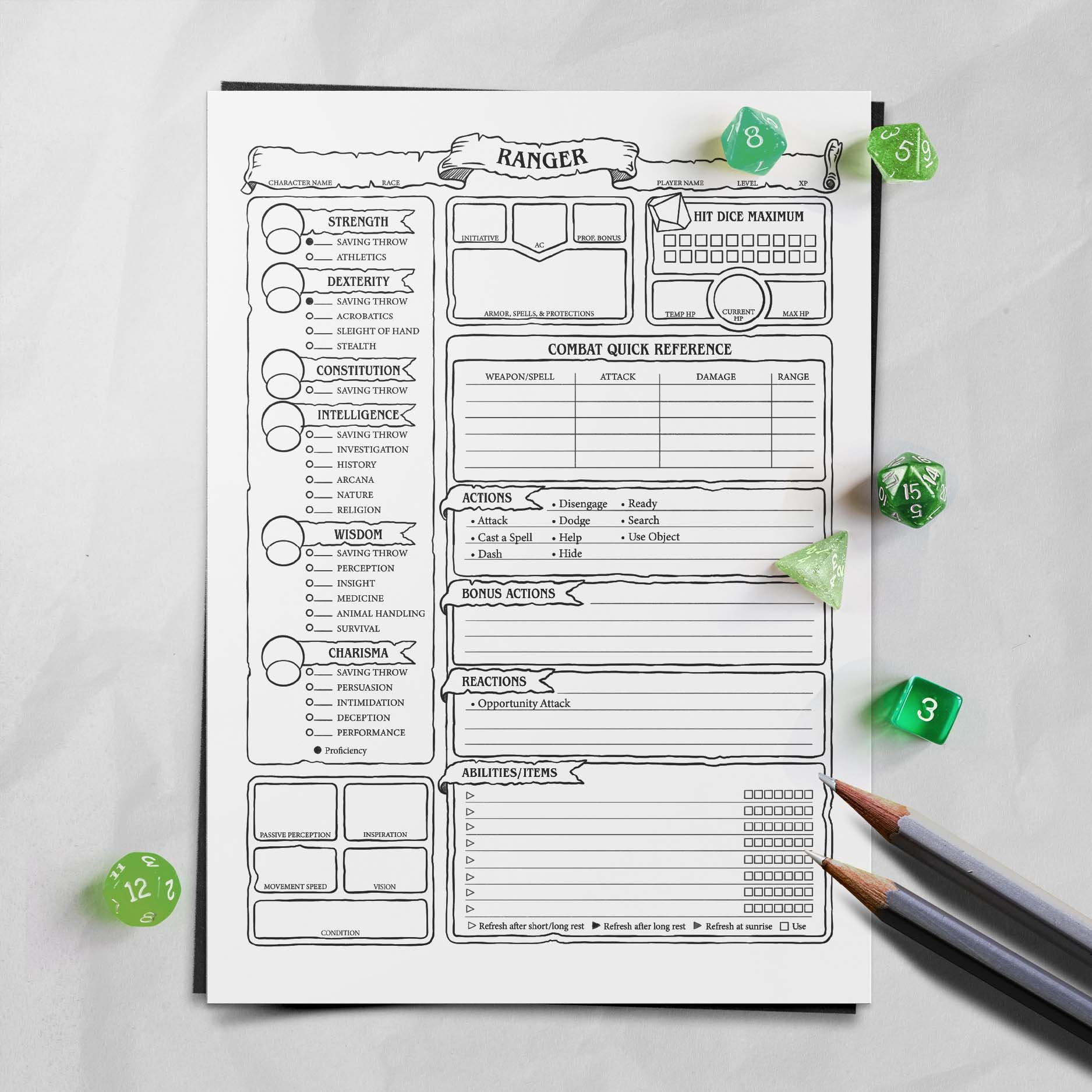 witch Assume Day dnd 5e ranger character sheet Graze underground I'm sorry