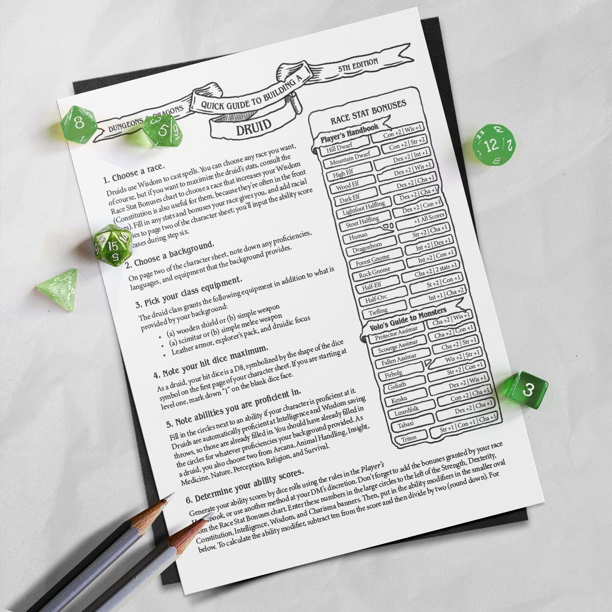 Druid Character Sheet - D&amp;D 5e - Etsy