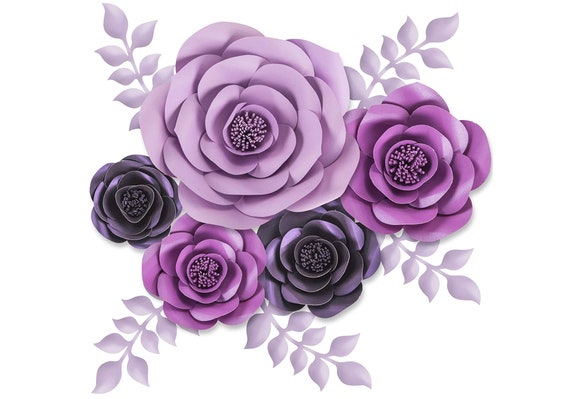 PURPLE PAPER FLOWERS Decorations for Wall, Wedding, Bridal Shower