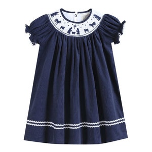 Navy Blau Cord Krippe Gesmoktes Bischofskleid