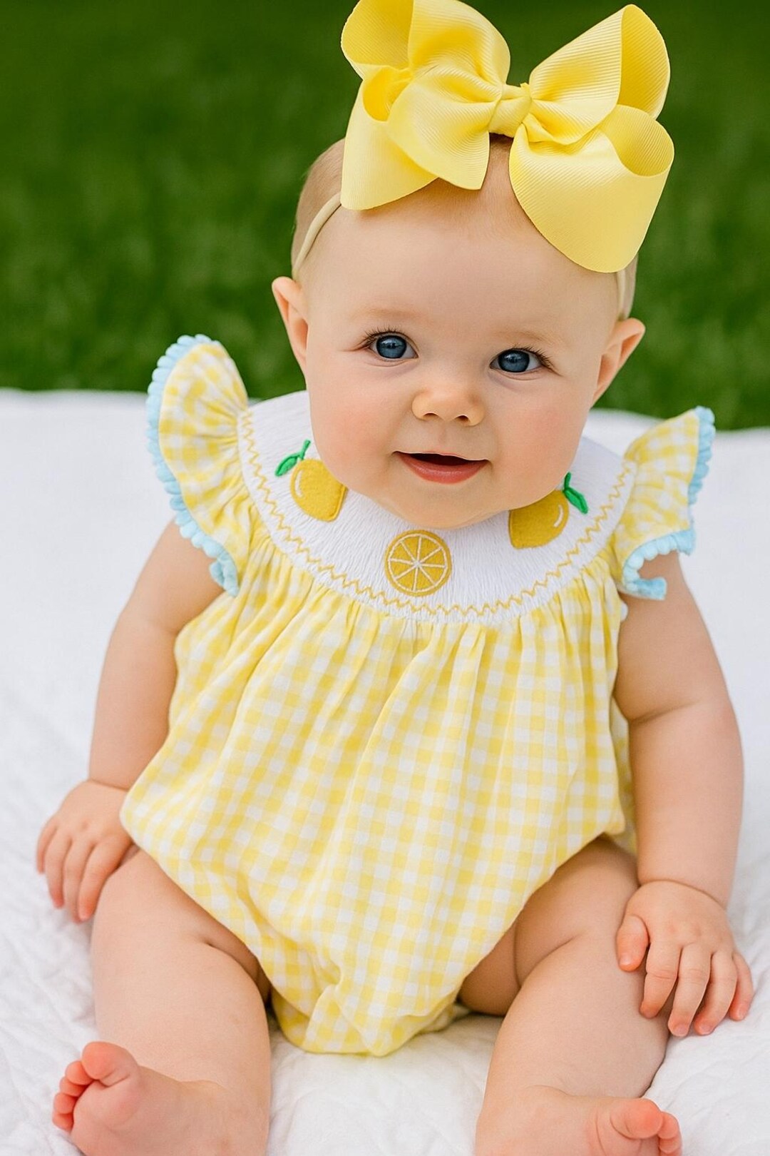 Tuc Tuc BABY GIRL Yellow and white gingham romper with white t-shirt main image 1