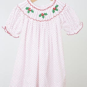 Mädchen Rot und Weiss Gesmoktes Holly Weihnacht Kleid