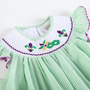 mardi gras smocked dress