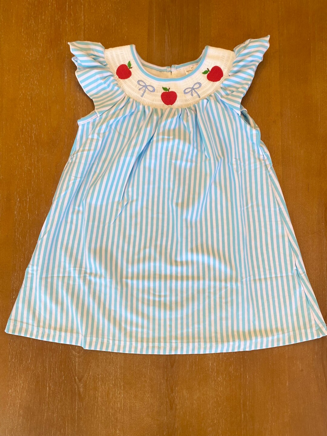Girls Back to School Smocked Apple and Bow Dress Etsy