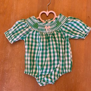 Baby Girls Green Shamrock Smocked Clover Bubble