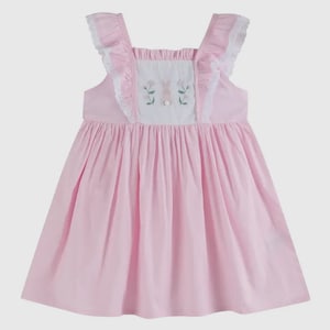 Light Pink Easter Bunny Ruffle Sleeve Dress image 1