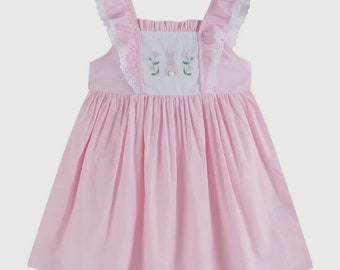 Light Pink Easter Bunny Ruffle Sleeve Dress